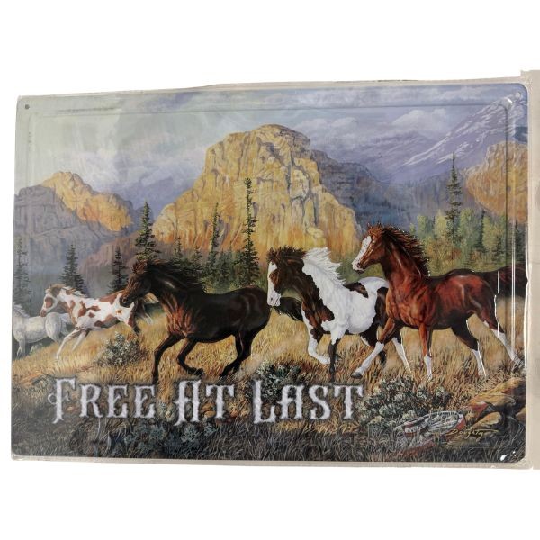 Tin Signs - #40132 - 12"x17" Metal Signs - Horses Free At Last - 8 For $32.00