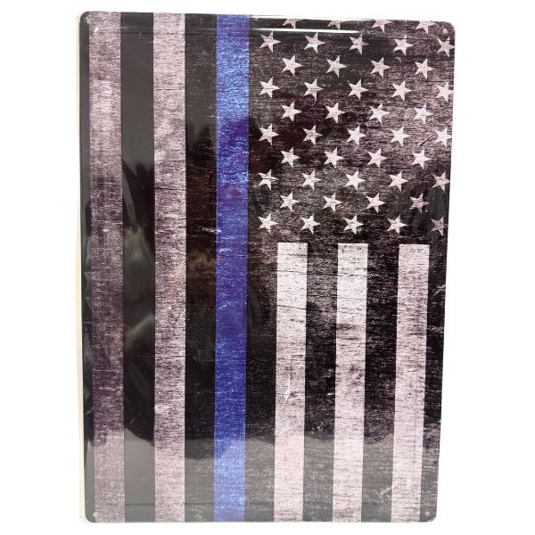 Tin Signs - #61532 - 12"x17" Metal Signs - Blue Line Flag - 8 For $32.00
