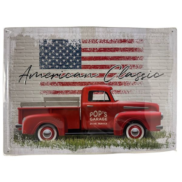 Tin Signs - #61537 - 12"x17" Metal Signs - Red Pickup American Classic - 8 For $32.00