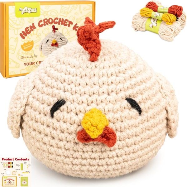 Crochet Crafting - #HEN - Full Crochet Kit - Yarn, Hook, Stuffing, Needle, ETC. - All Included - Full Kit - 8 Kits For $32.00