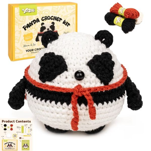 Crochet Crafting - #PANDA - Full Crochet Kit - Yarn, Hook, Stuffing, Needle, ETC. - All Included - Full Kit - 8 Kits For $32.00