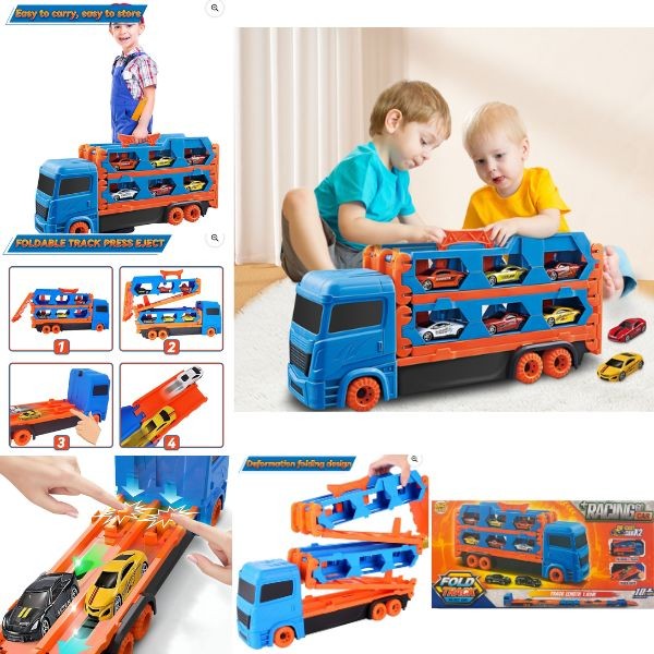 Racing Go Transport - #MH-156 - Forms into a 65" Track - Truck acts As Carrying Case - 3 For $30.00