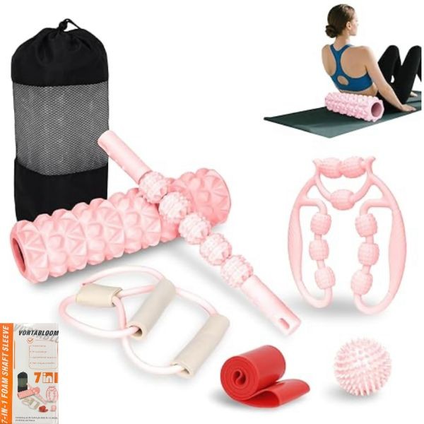 Vortabloom Fitness - Full 7PC Fitness Kit - Stretching And Recovery - Carry Bag Included - 3 Kits For $30.00