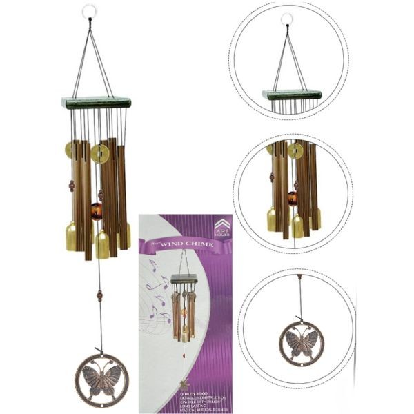 Art House Creations - CTR- The 21" Butterfly Windchime - Packaging Does Not Depict Style Inside - 6 For $36.00
