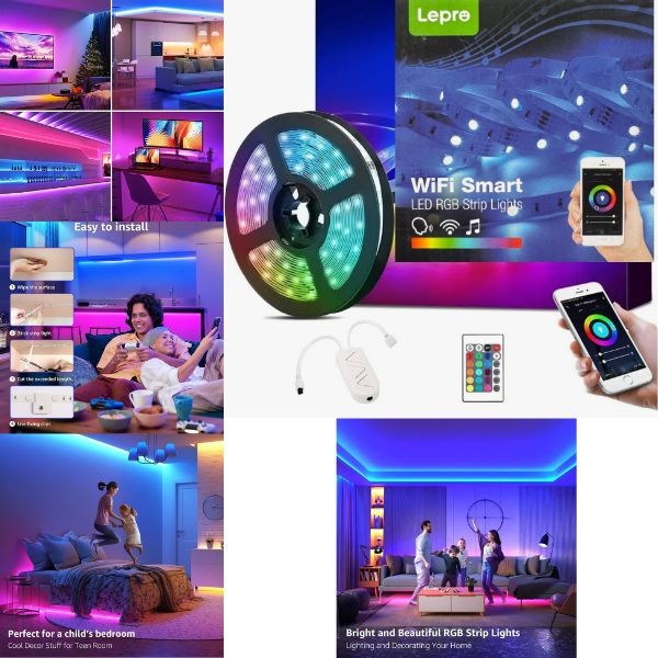 LePro Lighting - CTR - LED RGB 16.4' Strip Lights - WIFI Smart - Dance To Your Music - 6 For $30.00
