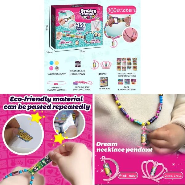 Sticker StringFun - 350PC Kit - Makes 6 Bracelets and 2 Necklaces - Premium Kit - 6 Kits For $36.00