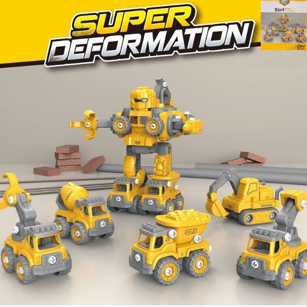 The CrewBots - #LM905-B - 5n1 Transforming Construction Crew Robot - Toy Life - Full DIY STEM Building Kit - 4 Kits For $34.00