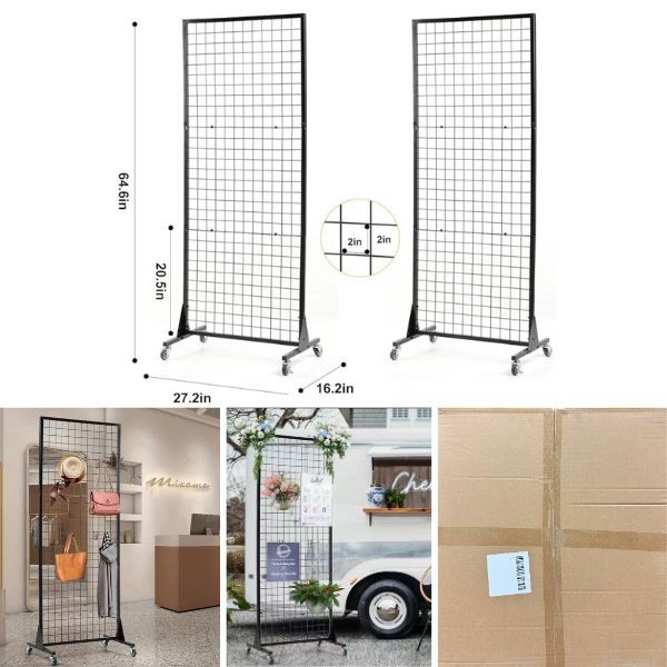 3n1 Display Kit - 3PC Grid Panel Sales Floor Display - Measures 64"x27" On Rollers - Caster Base Mesures 16" - 3 Kits For $45.00