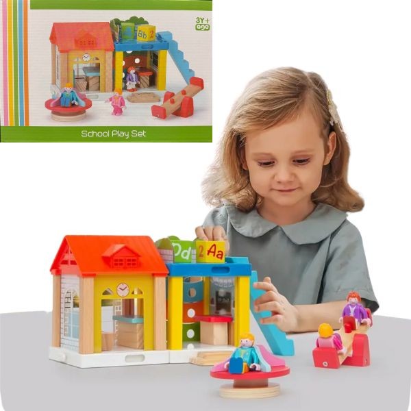 KidBest STEM Toys - The 34PC School Play Set - Premium Wood Toys - 4 For $34.00