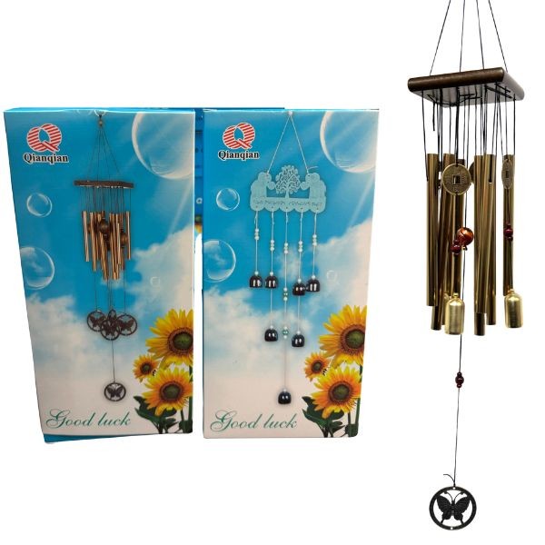 QiQi Creations - 21" ButterFly Alloy Windchime - Packaging Does Not Depict Style Inside - 6 For $36.00