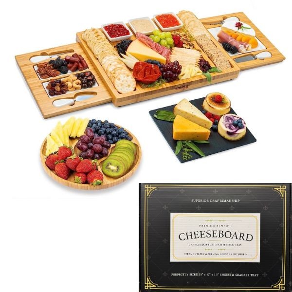 Smirly Home -CTR - #Perfect.Size.Set - Premium Charcuterie Platter & Serving Tray - 15"x12"x1.5" - Steel Cutlery Plus Accessories - 2 Sets For $50.00