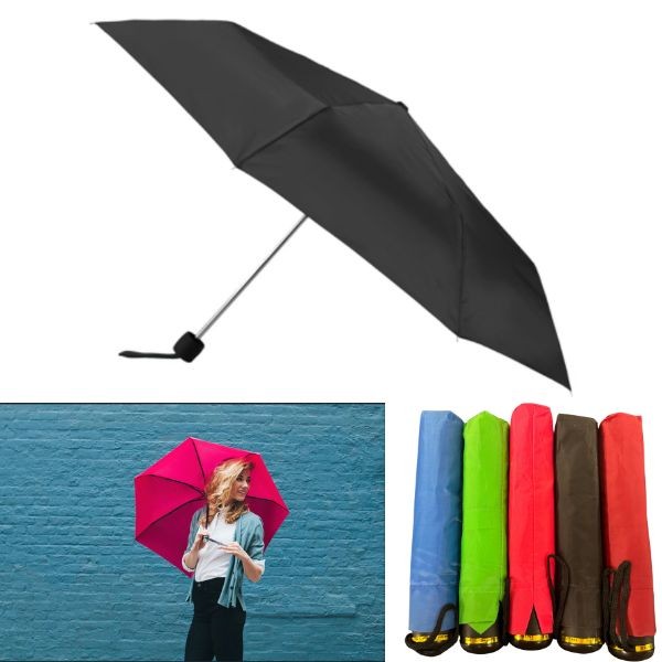 Travel Umbrellas - Pot Luck Colors - Push Pop Button With Case - Nylon Construction - 12 For $36.00