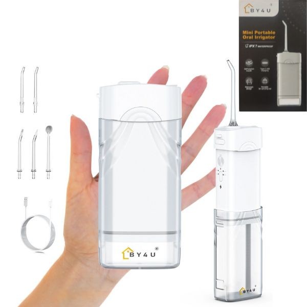 By4U Mini Portable Oral Irrigator - Type C USB Rechargeable - Telescopic Design - 360 Rotation - 6 For $36.00