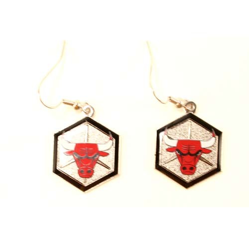 Chicago Bulls Earrings - Hex Style MINX Dangle Earrings - $3.00 Per Pair - Chicago Bulls