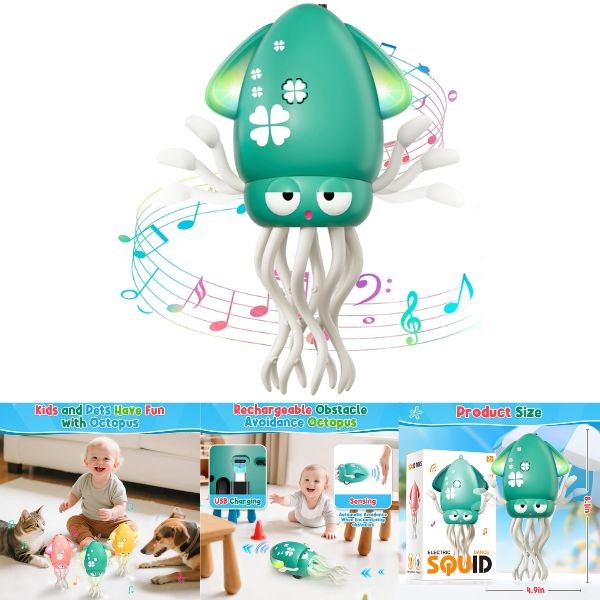 The Dancing Squid - Dances, Sings, Music and Lights - Rechargeable - Colors May Vary - 4 For $30.00