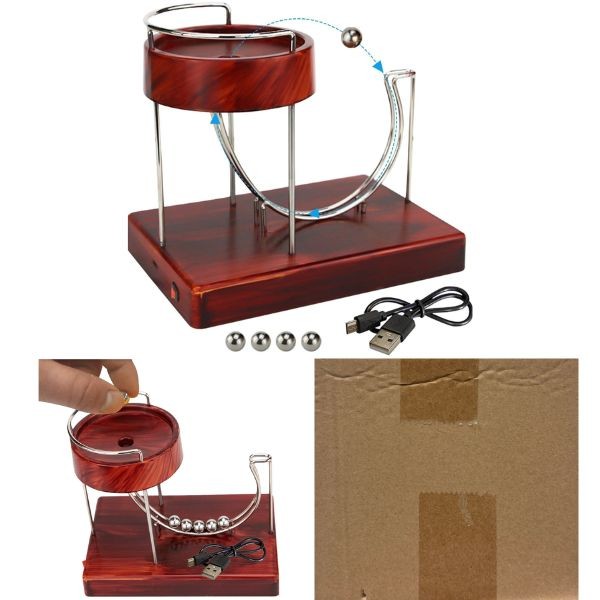 The Kinetic Roller - Desktop Series - Brown Box Packaging - Wooden Base Metal Construction - Ball Included - 6 For $30.00 - Wholesale Mystery Merchandise - Wholesale John Deere - Wholesale Licensed Products