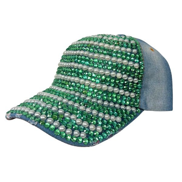 Fashion Caps - #40443 - Super Blinged - Denim Blue Blinged Out Front and Bill - Adjustable - 4 For $20.00 - Wholesale Apparel - Wholesale NFL Shirts - Wholesale Jerseys