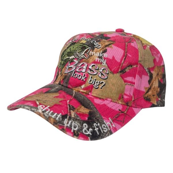 Fashion Caps - #38818 - Big Bass Pink Woodland Camo Caps - Adjustable - 6 For $21.00 - Wholesale Apparel - Wholesale NFL Shirts - Wholesale Jerseys