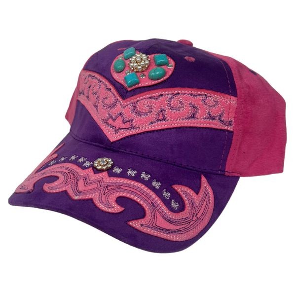 Fashion Caps - #41074 - Purple/Pink Turquoise Bling - 4 For $20.00 - Wholesale Apparel - Wholesale NFL Shirts - Wholesale Jerseys