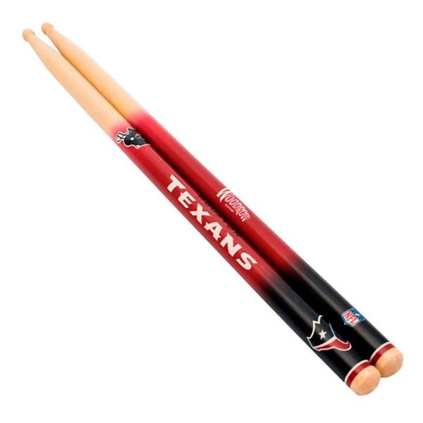 Houston Texans Gear - Pair Of Regulation 16" Drumsticks - Retail Peggable Packaging - Woodrow Guitar Products - 6 Pair For $30.00 - Wholesale Houston Texans Products - Texans Merchandise