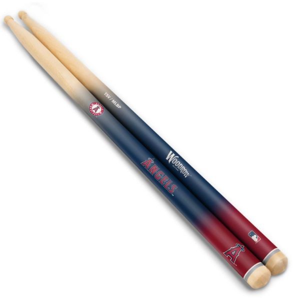 Los Angeles Angels Gear - Pair Of Regulation 16" Drumsticks - Retail Peggable Packaging - Woodrow Guitar Products - 6 Pair For $30.00 - Wholesale Los Angeles Angels Products - Angels Merchandise