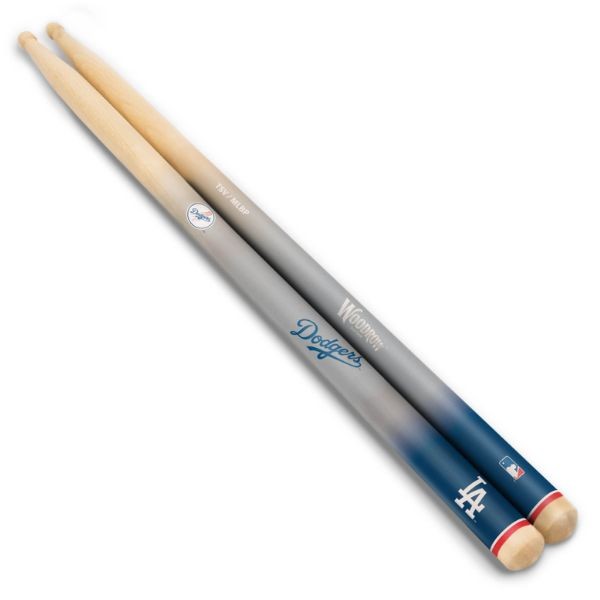 Los Angeles Dodgers Gear - Pair Of Regulation 16" Drumsticks - Retail Peggable Packaging - Woodrow Guitar Products - 6 Pair For $30.00 - Wholesale Los Angeles Dodgers Products - Dodgers Merchandise 2