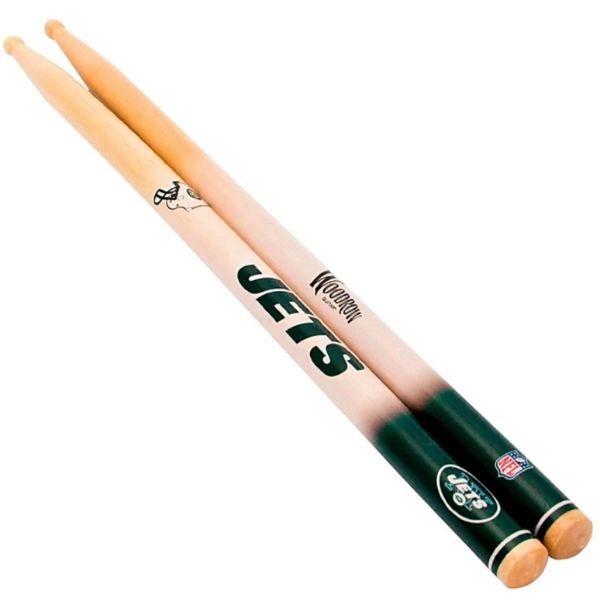 New York Jets Gear - Pair Of Regulation 16" Drumsticks - Retail Peggable Packaging - Woodrow Guitar Products - 6 Pair For $30.00 - Wholesale New York Jets Products - Jets Merchandise 2