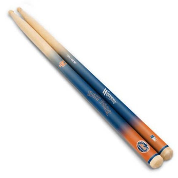 New York Mets Gear - Pair Of Regulation 16" Drumsticks - Retail Peggable Packaging - Woodrow Guitar Products - 6 Pair For $30.00 - Wholesale New York Mets Products - Mets Merchandise
