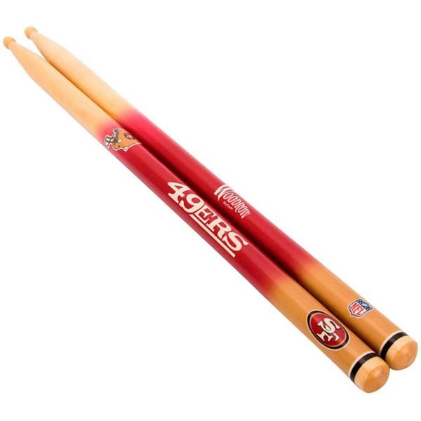 San Francisco 49ers Gear - Pair Of Regulation 16" Drumsticks - Retail Peggable Packaging - Woodrow Guitar Products - 6 Pair For $30.00 - Wholesale San Francisco 49ers Product - 49ers Merchandise