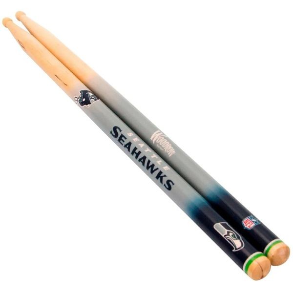 Seattle Seahawks Gear - Pair Of Regulation 16" Drumsticks - Retail Peggable Packaging - Woodrow Guitar Products - 6 Pair For $30.00 - Wholesale Seattle Seahawks Product - Seahawks Merchandise 2
