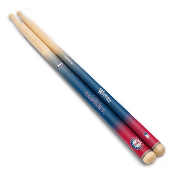 Texas Rangers Gear - Pair Of Regulation 16" Drumsticks - Retail Peggable Packaging - Woodrow Guitar Products - 6 Pair For $30.00 - Wholesale Texas Rangers Products - Rangers Merchandise