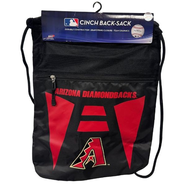 Arizona D-Backs BackSacks - TEAM TECH STYLE - 20"x15" Heavy Nylon Construction - Zippered Front Pocket - 6 For $30.00 - Wholesale Arizona DBacks Products - DBacks Merchandise