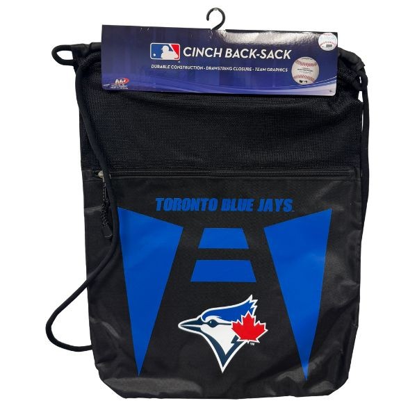Toronto Blue Jays BackSacks - TEAM TECH STYLE - 20"x15" Heavy Nylon Construction - Zippered Front Pocket - 6 For $30.00 - Wholesale Toronto Blue Jays Products - Blue Jays Merchandise