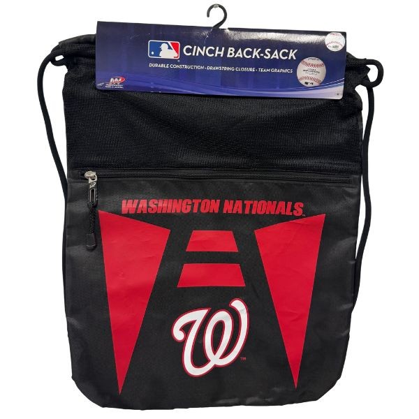 Washington Nationals BackSacks - TEAM TECH STYLE - 20"x15" Heavy Nylon Construction - Zippered Front Pocket - $5.00 - Wholesale Washington Nationals Products - Nationals Products