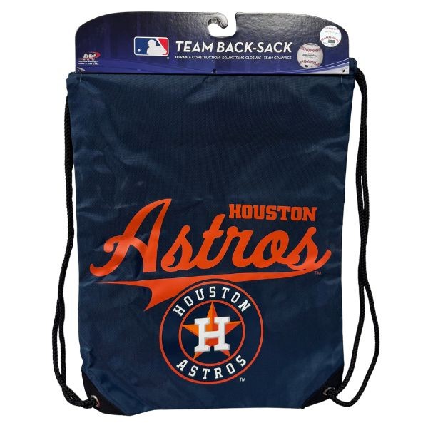 Houston Astros Cinch BackSacks - TEAM SPIRIT Style - 17"x13" Heavy Nylon Construction - Nylon Braided Straps - 6 For $30.00 - Wholesale Houston Astros Products - Astros Merchandise