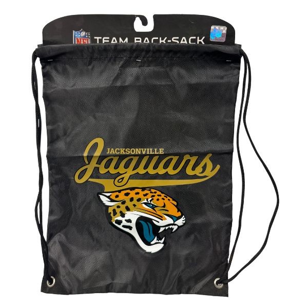 Jacksonville Jaguars Cinch BackSacks - TEAM SPIRIT Style - 17"x13" Heavy Nylon Construction - Nylon Braided Straps - 6 For $30.00 - Wholesale Jacksonville Jaguars Product - Jaguars Merchandise 2