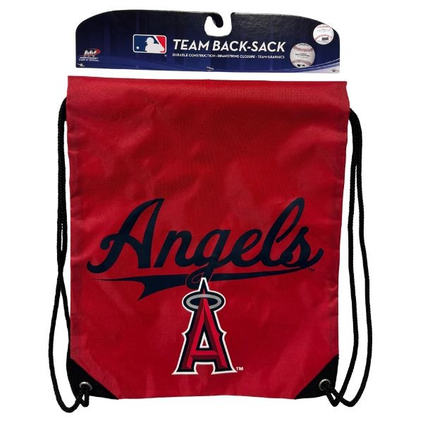 Los Angeles Angels Cinch BackSacks - TEAM SPIRIT Style - 17"x13" Heavy Nylon Construction - Nylon Braided Straps - 6 For $30.00 - Wholesale Los Angeles Angels Products - Angels Merchandise