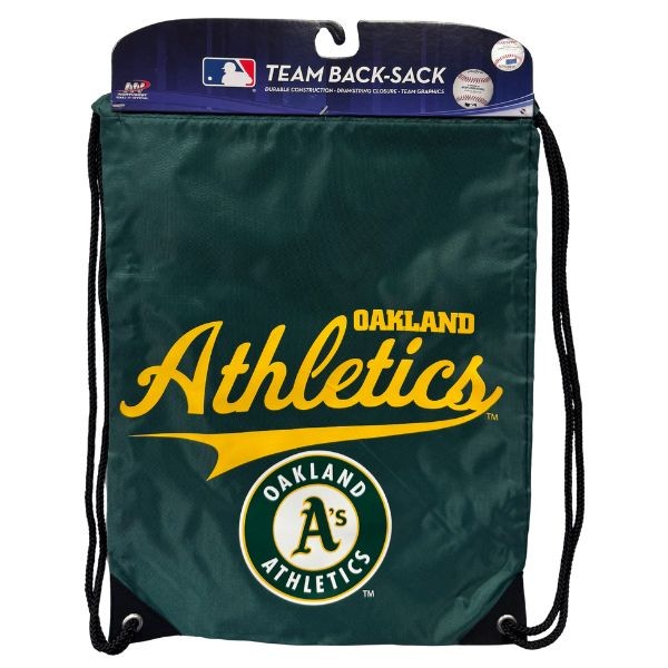 Oakland Athletics Cinch BackSacks - TEAM SPIRIT Style - 17"x13" Heavy Nylon Construction - Nylon Braided Straps - 6 For $30.00 - Wholesale Oakland Athletics Products - Athletics Merchandise