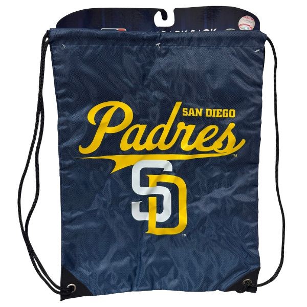 San Diego Padres Cinch BackSacks - TEAM SPIRIT Style - 17"x13" Heavy Nylon Construction - Nylon Braided Straps - 6 For $30.00 - Wholesale San Diego Padres Products - Padres Merchandise
