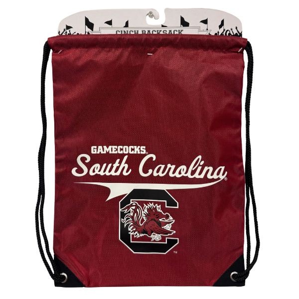 South Carolina Gamecocks Cinch BackSacks - TEAM SPIRIT Style - 17"x13" Heavy Nylon Construction - Nylon Braided Straps - 6 For $30.00 - South Carolina Gamecocks