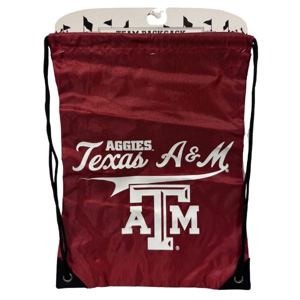 Texas A&M Aggies Cinch BackSacks - TEAM SPIRIT Style - 17"x13" Heavy Nylon Construction - Nylon Braided Straps - 6 For $30.00 - Texas A&M