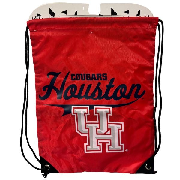 University Of Houston Cougars Cinch BackSacks - TEAM SPIRIT Style - 17"x13" Heavy Nylon Construction - Nylon Braided Straps - 6 For $30.00 - Houston Cougars