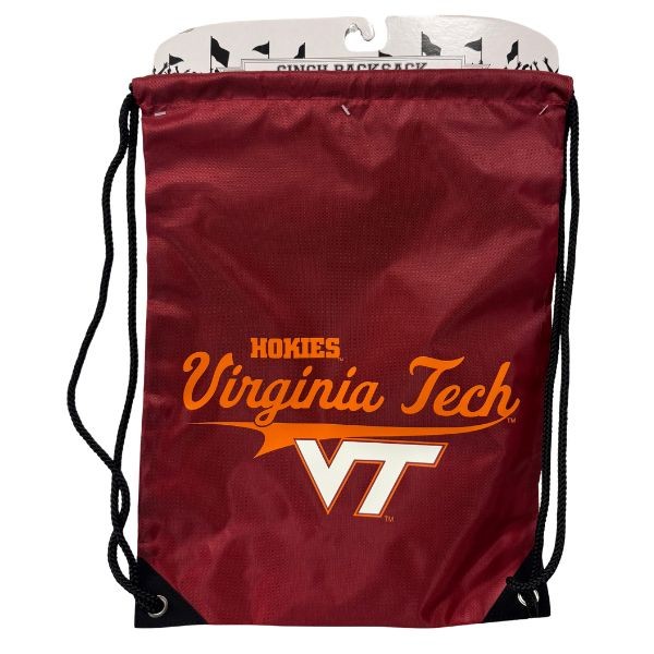 Virginia Tech Hokies Cinch BackSacks - TEAM SPIRIT Style - 17"x13" Heavy Nylon Construction - Nylon Braided Straps - 6 For $30.00 - Virginia Tech