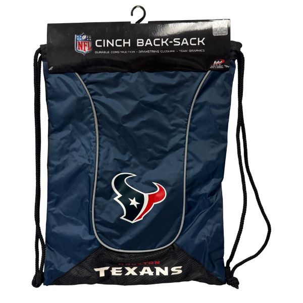 Houston Texans Cinch BackSacks - DOUBLE HEADER Style - 17"x13" Heavy Nylon Construction - 11 For $44.00 - Wholesale Houston Texans Products - Texans Merchandise 2