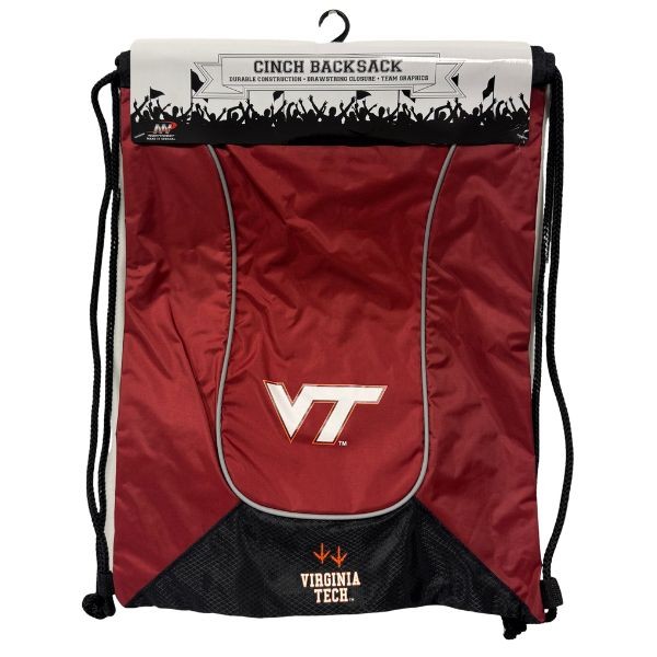 Virginia Tech Cinch BackSacks - DOUBLE HEADER Style - 17"x13" Heavy Nylon Construction - 6 For $30.00 - Virginia Tech