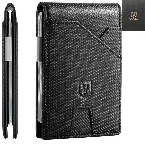 Vootai Leather Wallets - #8U19 - Black Textured Modern Look Wallets - 6 For $36.00 - Wholesale Apparel - Wholesale NFL Shirts - Wholesale Jerseys
