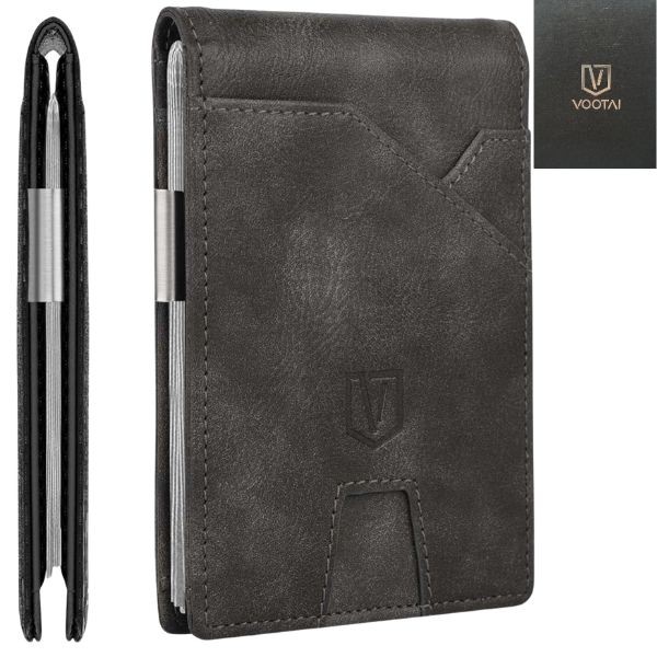 Vootai Leather Wallets - #RADV - Elephant Gray.Dark Brownish - Modern Wallets - 6 For $36.00 - Wholesale Apparel - Wholesale NFL Shirts - Wholesale Jerseys