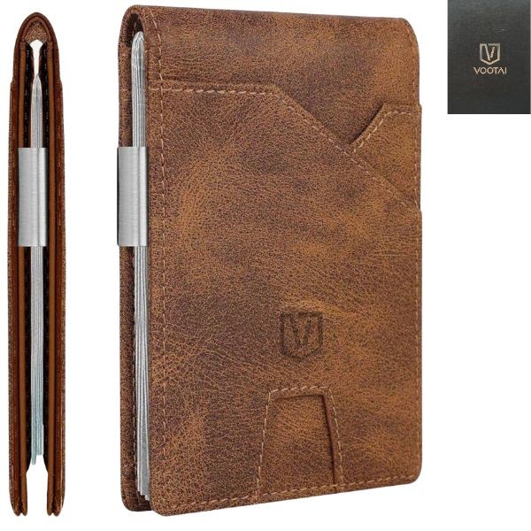 Vootai Leather Wallets - #U4Y3 - Light Brown - The Crazy Horse Modern Wallets - 6 For $36.00 - Wholesale Apparel - Wholesale NFL Shirts - Wholesale Jerseys