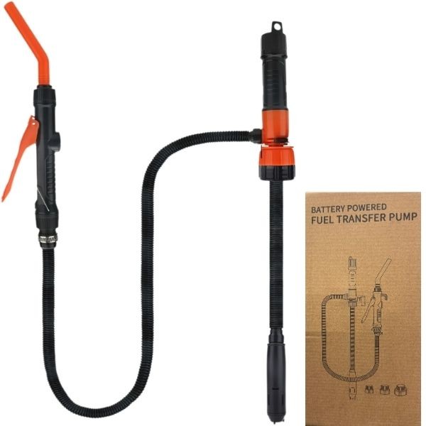Battery Powered Fuel Transfer Pump Kit - #B2.IE05 - Brown Box Packaging - Batteries Not Included - 19.3" x 1"Diameter Hose - 2.2 Gal/Min Rating - 4 Kits For $32.00