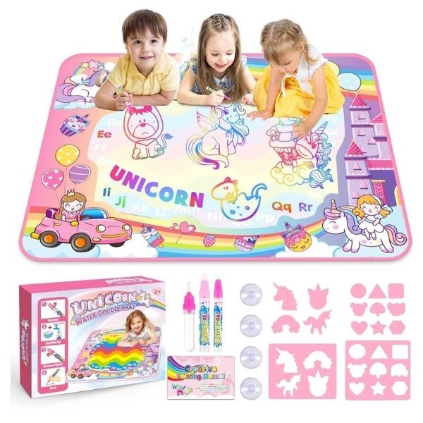 The Unicorn Water Doodle Mat Kit - 38"x30 Oversized Mat - Writing Utensils and Stencils Included - 6 Kits For $36.00